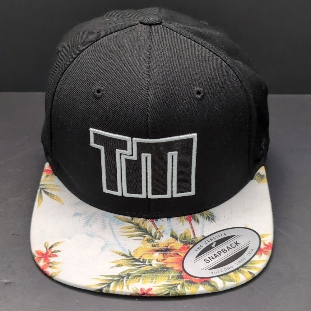 Toby Mac,Yupoong The Classic Men's Black/Floral Snapback Flat Bill Hat. - Picture 2 of 9